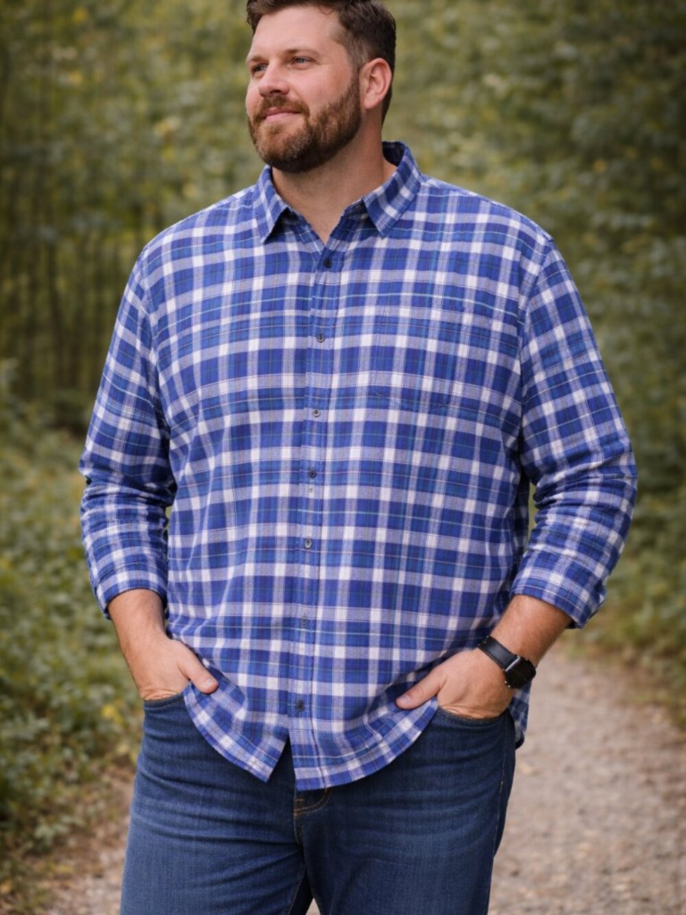 LL Bean Fleece-Lined Flannel Shirt Shacket Plaid Blue White Mens 3X New Big Tall
